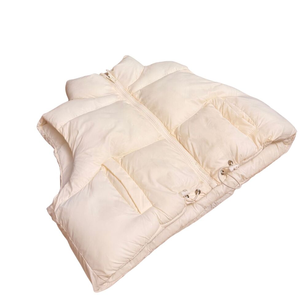 Love Daisy Girls Cream Cropped Puffer Vest Size M Zip Front
